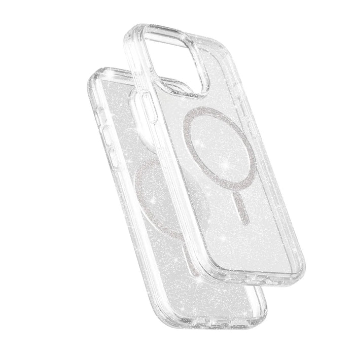 For iPhone 14 Pro Phone Case Compatible with MagSafe Glitter PC + TPU Hybrid Shockproof Cover - White - 6