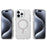For iPhone 15 Pro Max Phone Case Compatible with MagSafe Glitter PC + TPU Hybrid Shockproof Cover - White - 3