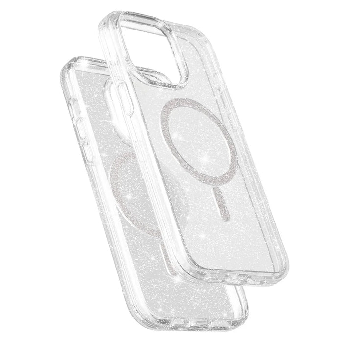 For iPhone 15 Pro Max Phone Case Compatible with MagSafe Glitter PC + TPU Hybrid Shockproof Cover - White - 6