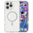 For iPhone 16 Pro Phone Case Compatible with MagSafe Glitter PC + TPU Hybrid Shockproof Cover - White - 1