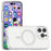 For iPhone 16 Pro Phone Case Compatible with MagSafe Glitter PC + TPU Hybrid Shockproof Cover - White - 7