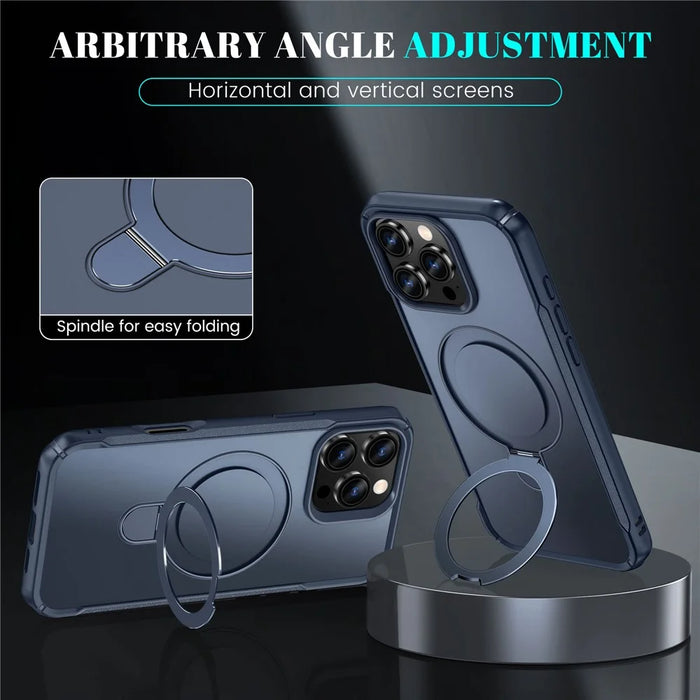 For iPhone 16 Pro Max Case with Magnetic Kickstand TPU + PC Anti Drop Phone Cover - Sapphire - 5