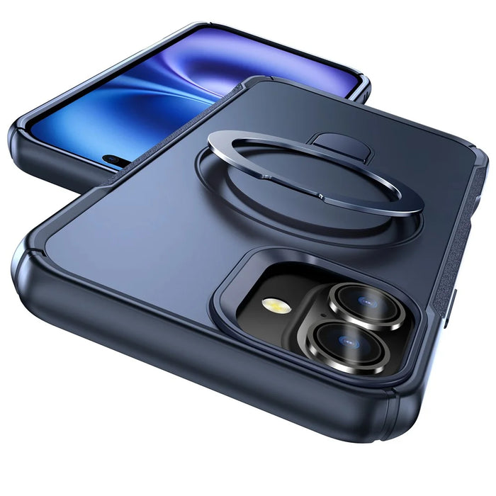 For iPhone 16 Case with Magnetic Kickstand TPU + PC Anti Drop Phone Cover - Sapphire - 2