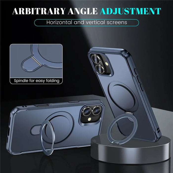 For iPhone 16 Plus Case with Magnetic Kickstand TPU + PC Anti Drop Phone Cover - Sapphire - 5
