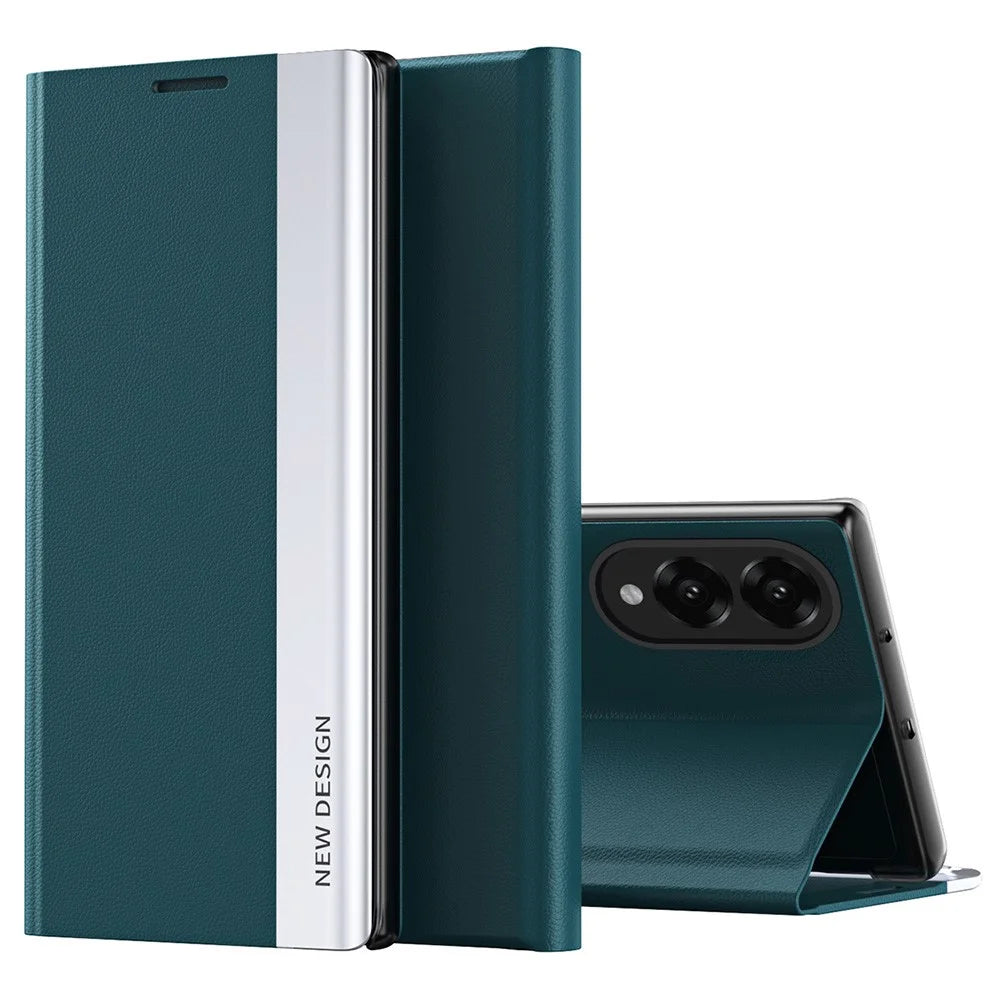 For Samsung Galaxy S25 Edge Case Antidrop Leather Phone Cover with Stand - Green - 1