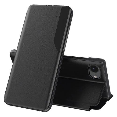 For iPhone 17e / 16e Phone Case Folio Flip PU Leather Stand Cover - Black - 1