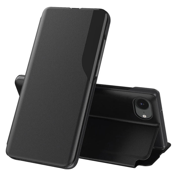 For iPhone 17e / 16e Phone Case Folio Flip PU Leather Stand Cover - Black - 1