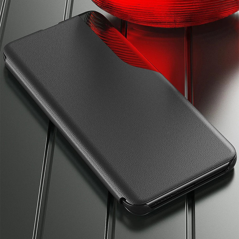 For Samsung Galaxy S25 Edge Case Stand View Window Leather Phone Cover - Black - 2