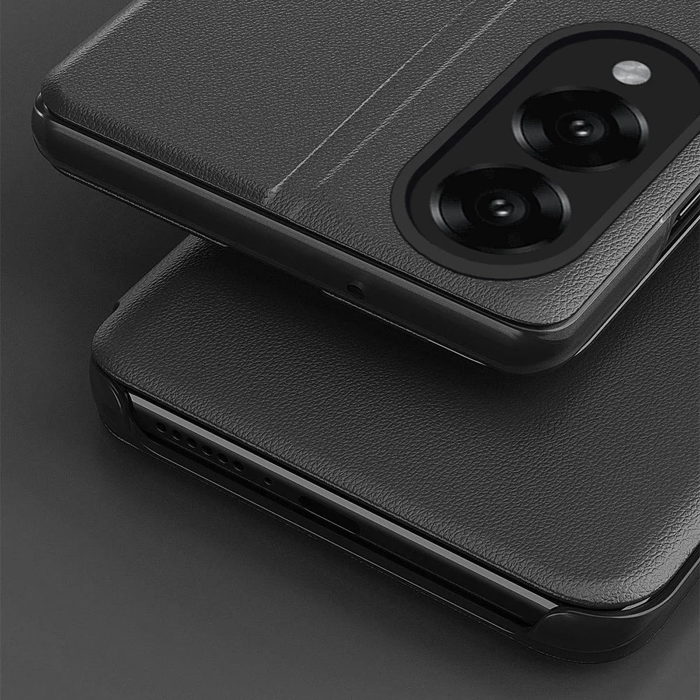 For Samsung Galaxy S25 Edge Case Stand View Window Leather Phone Cover - Black - 4