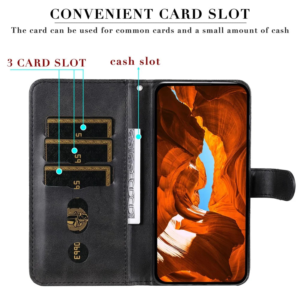 For vivo V50 5G Case Zipper Wallet Calf Texture PU Leather Phone Cover - Black - 4