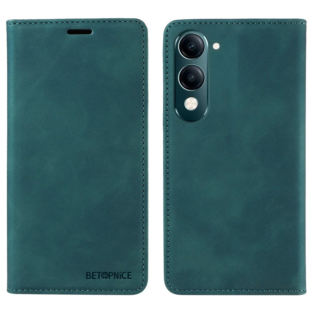 BETOPNICE 003 For vivo Y29s 5G  /  Y04 4G Case Magnetic Closure RFID Blocking Wallet Stand Leather Phone Cover - Green - 1