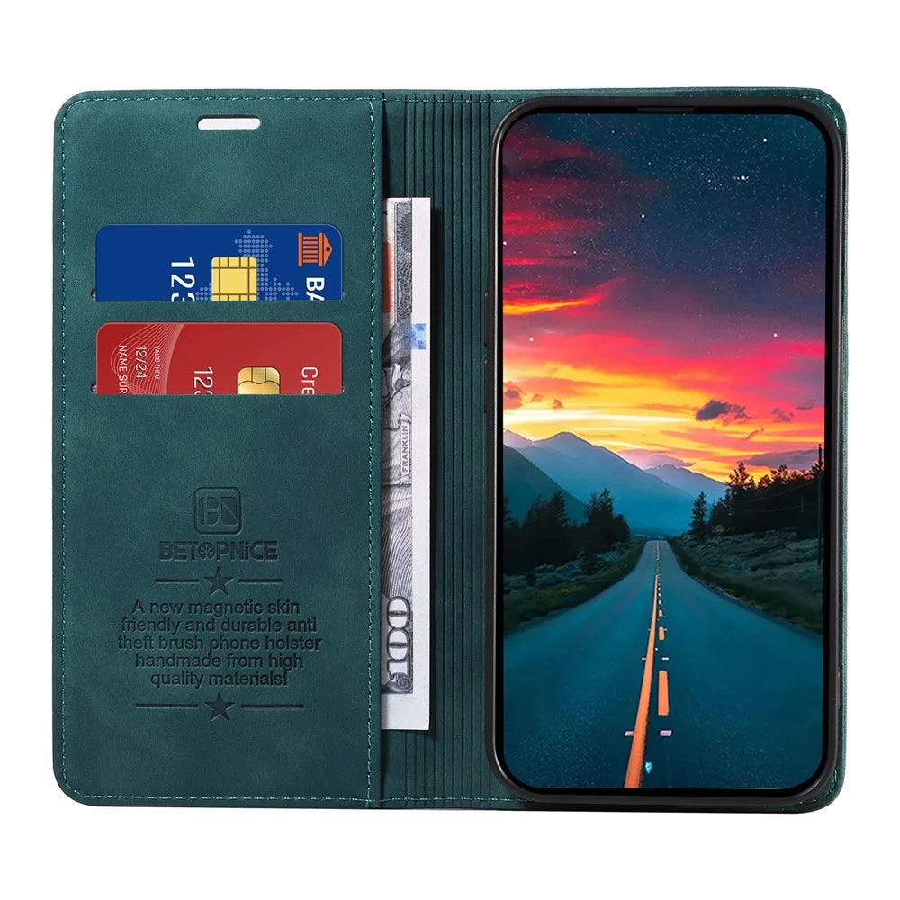 BETOPNICE 003 For vivo Y29s 5G  /  Y04 4G Case Magnetic Closure RFID Blocking Wallet Stand Leather Phone Cover - Green - 2