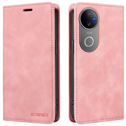 BETOPNICE 003 For vivo V50 5G Case Magnetic Closure RFID Blocking Wallet Stand Leather Phone Cover - Pink - 1