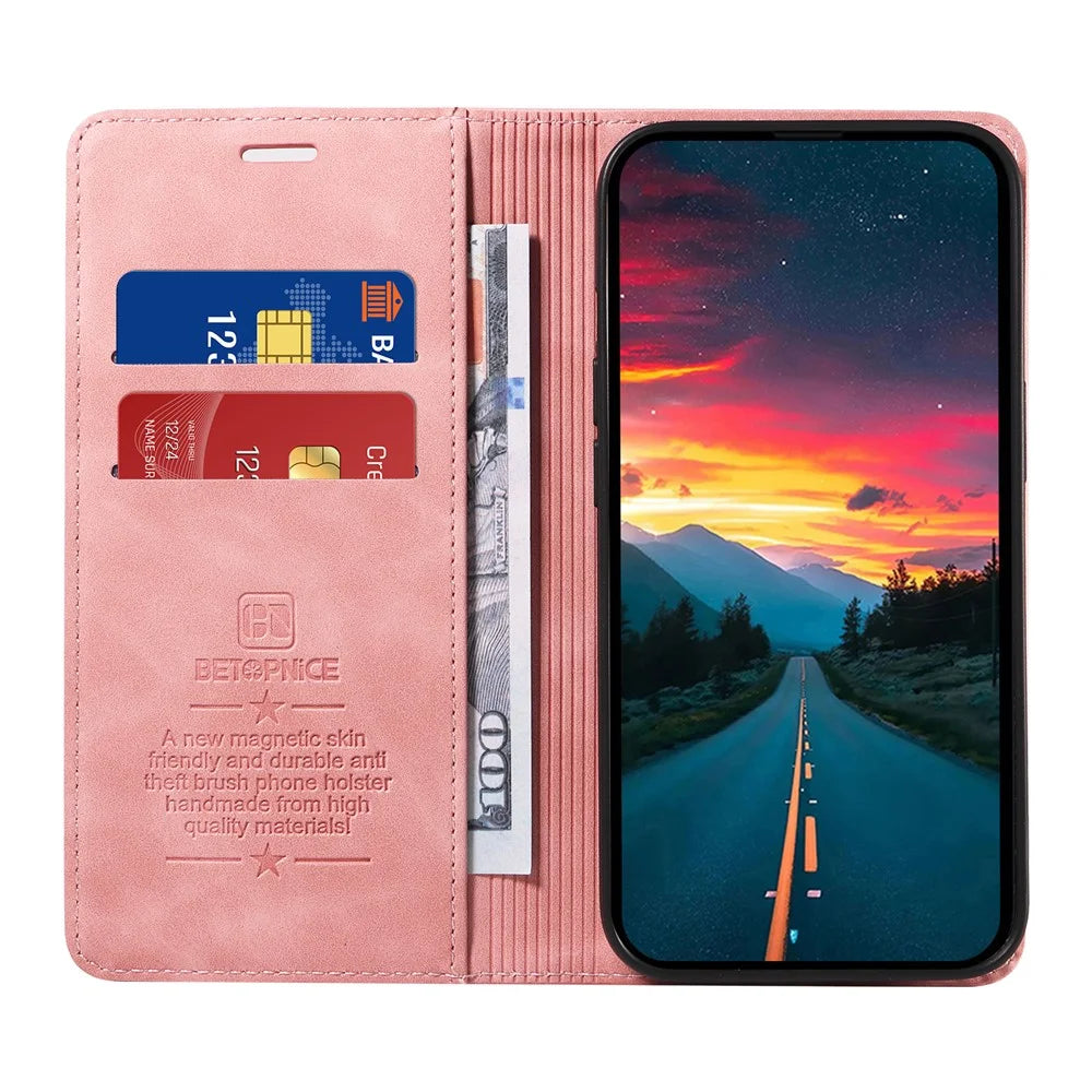 BETOPNICE 003 For vivo V50 5G Case Magnetic Closure RFID Blocking Wallet Stand Leather Phone Cover - Pink - 2