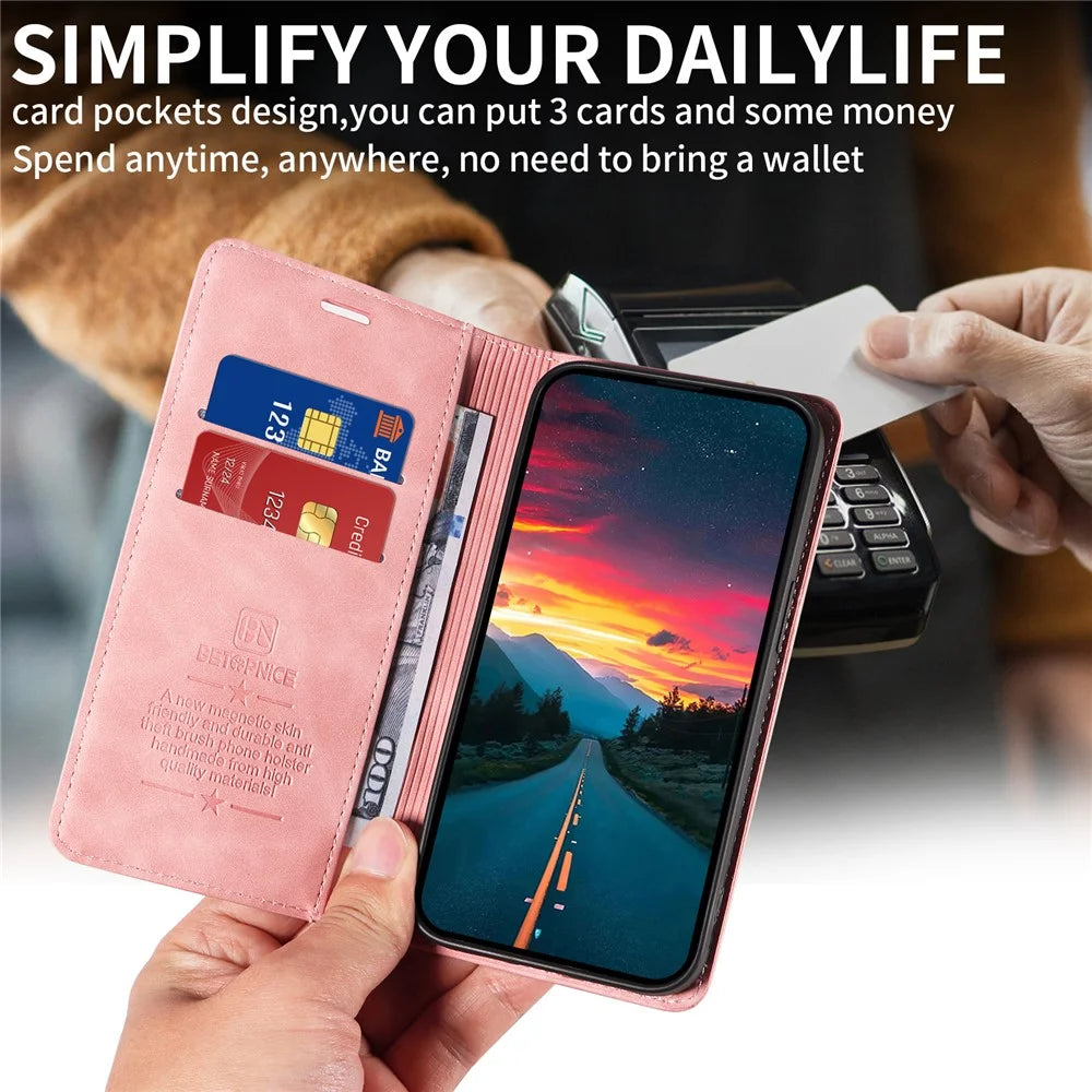 BETOPNICE 003 For vivo V50 5G Case Magnetic Closure RFID Blocking Wallet Stand Leather Phone Cover - Pink - 7