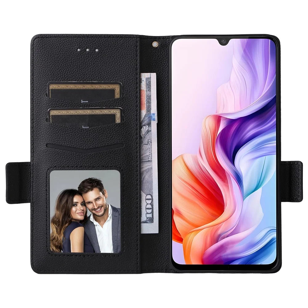 For ZTE Blade V70 Max / nubia V70 Max Case with Wrist Strap Litchi Texture PU Leather Wallet Phone Cover - Black - 2