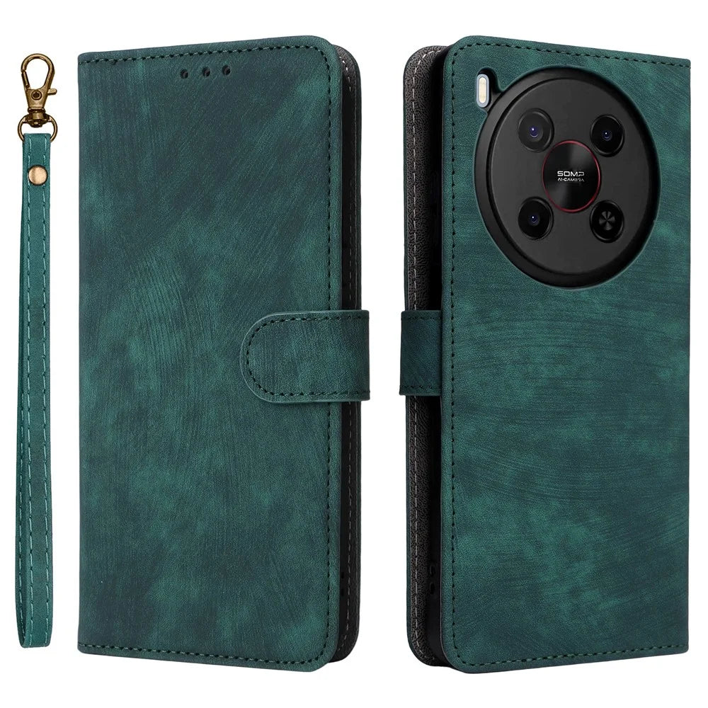 For ZTE Blade V70 Max / nubia V70 Max Case Wallet RFID Blocking PU Leather Cover Viewing Stand - Green - 1