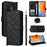 For vivo Y39 5G  /  Y300i 5G Wallet Case with Shoulder / Wrist Strap Leather Phone Cover Stand - Black - 1