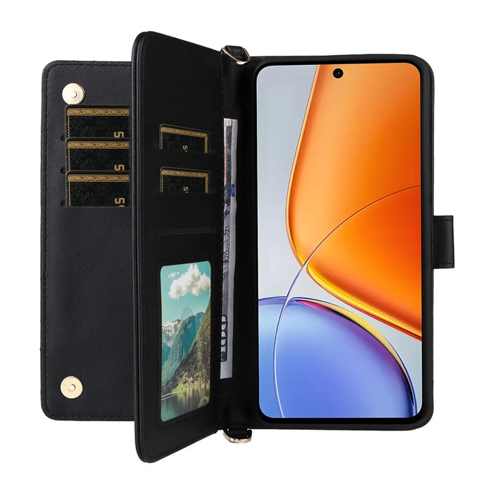 For vivo Y39 5G  /  Y300i 5G Wallet Case with Shoulder / Wrist Strap Leather Phone Cover Stand - Black - 2