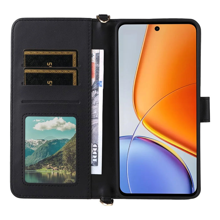 For vivo Y39 5G  /  Y300i 5G Wallet Case with Shoulder / Wrist Strap Leather Phone Cover Stand - Black - 4