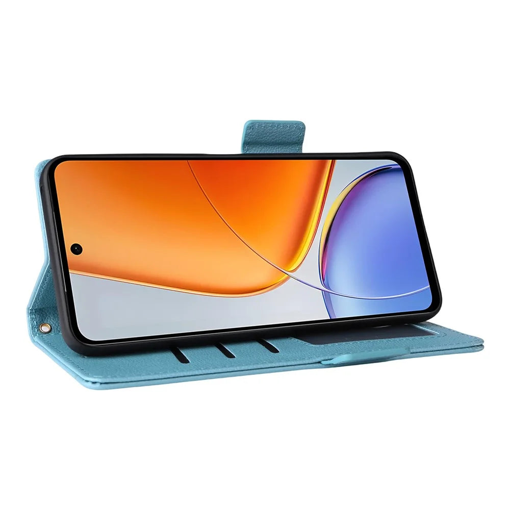 For vivo Y39 5G / Y300i 5G Case with Wrist Strap Litchi Texture PU Leather Wallet Phone Cover - Baby Blue - 4