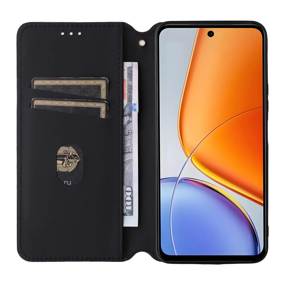 For vivo Y39 5G / Y300i 5G Case Wallet Rhombus Imprinted Leather Phone Cover - Black - 2