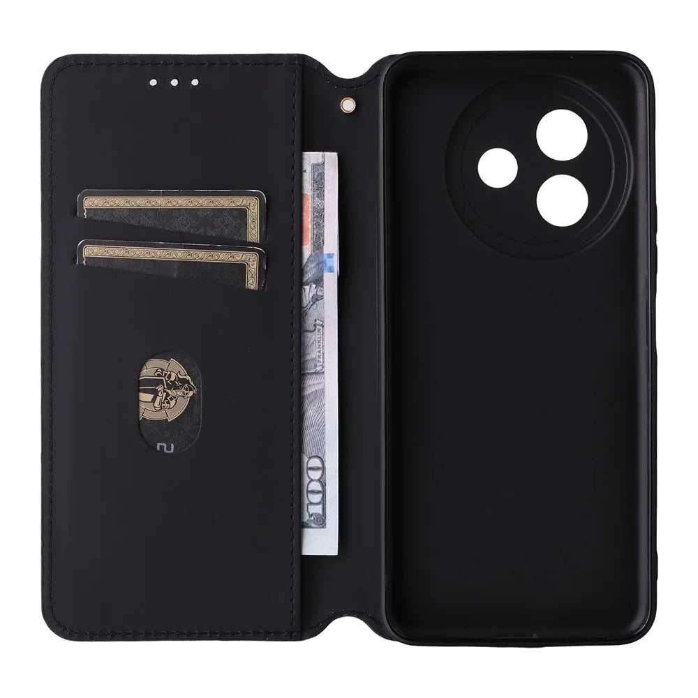 For vivo Y39 5G / Y300i 5G Case Wallet Rhombus Imprinted Leather Phone Cover - Black - 3