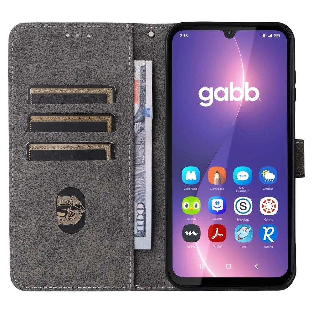 For Gabb Phone 4 Pro Case Wallet RFID Blocking PU Leather Cover Viewing Stand - Black - 2
