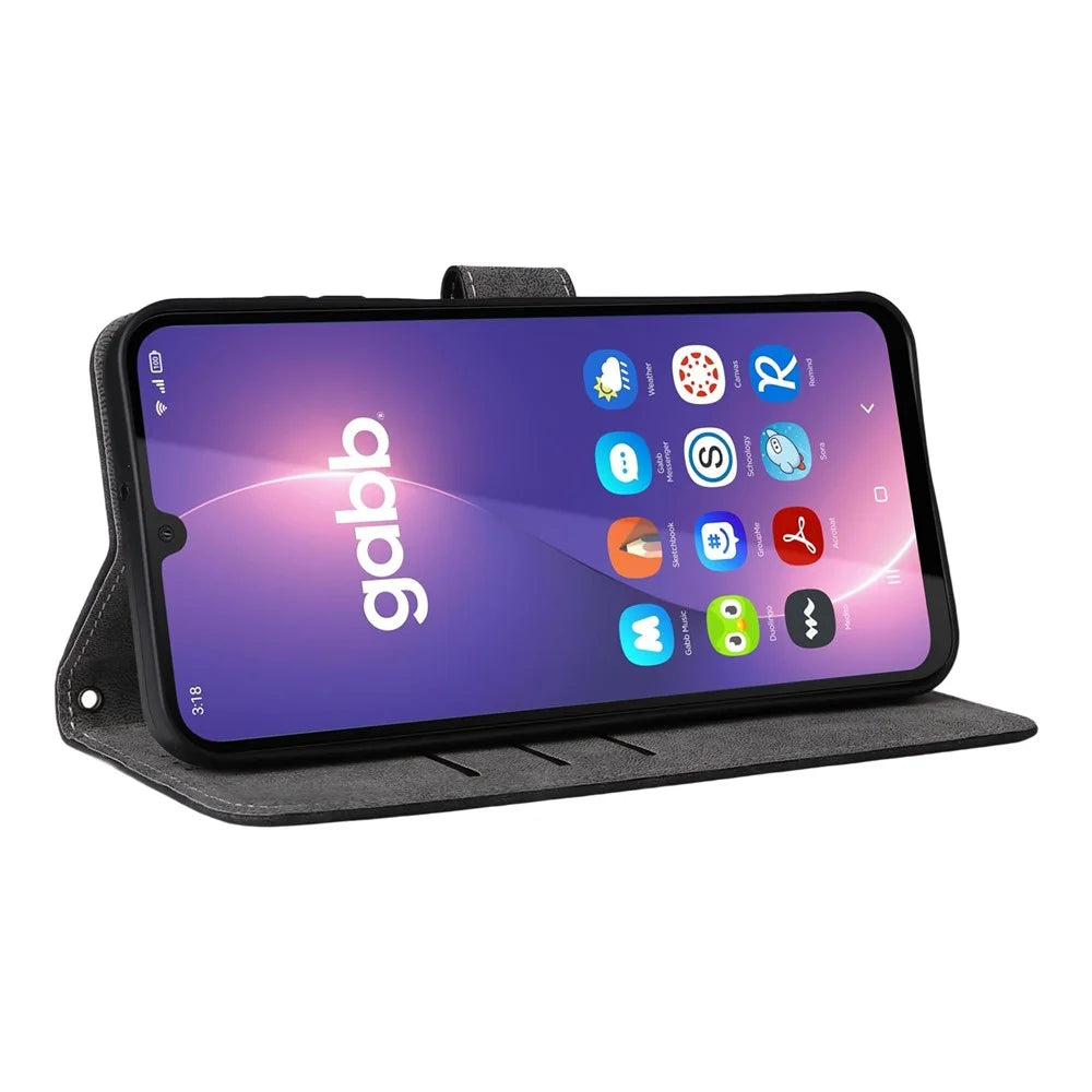 For Gabb Phone 4 Pro Case Wallet RFID Blocking PU Leather Cover Viewing Stand - Black - 4