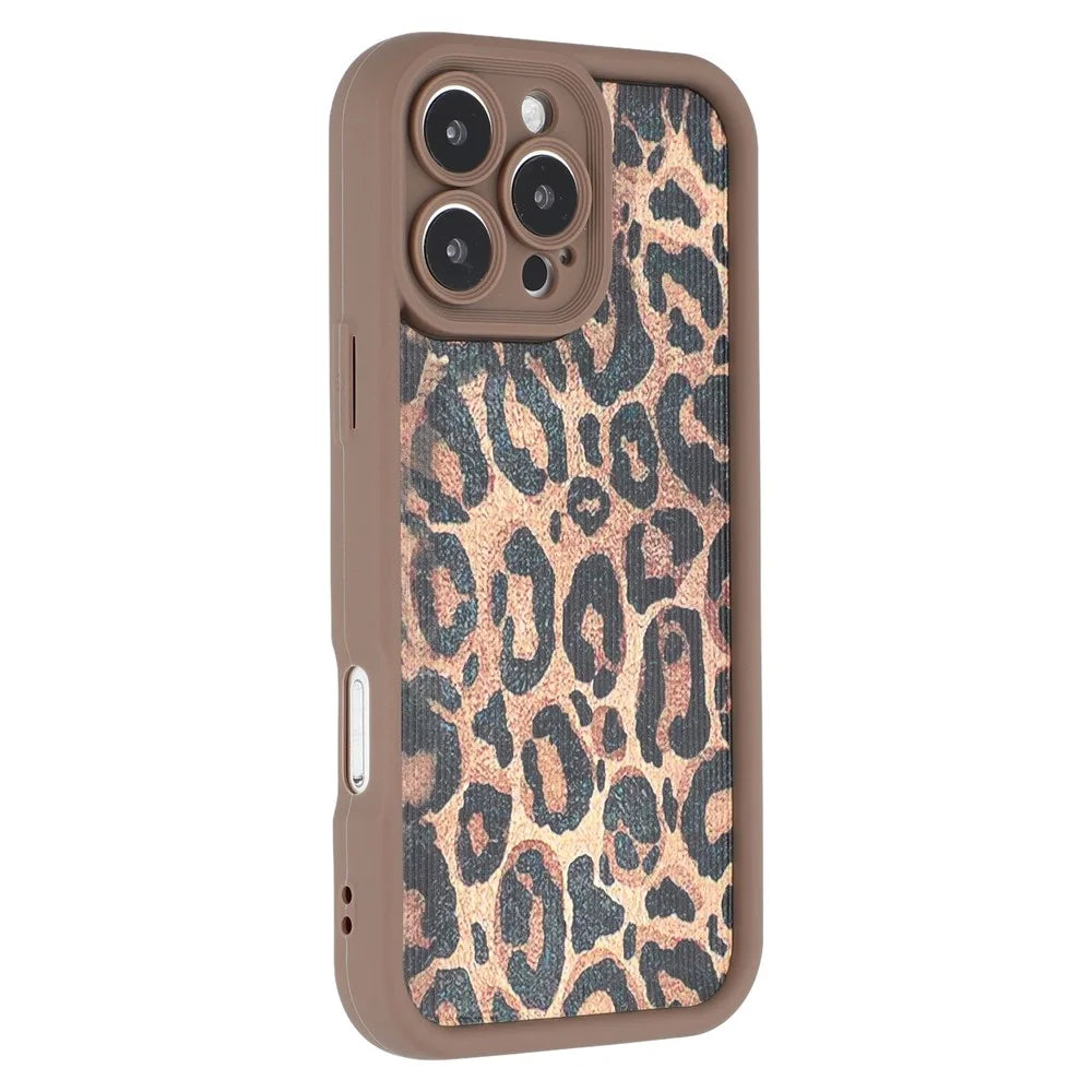 For iPhone 16 Pro Max Case Leopard Print TPU Precise Cutout Phone Cover - Brown - 1