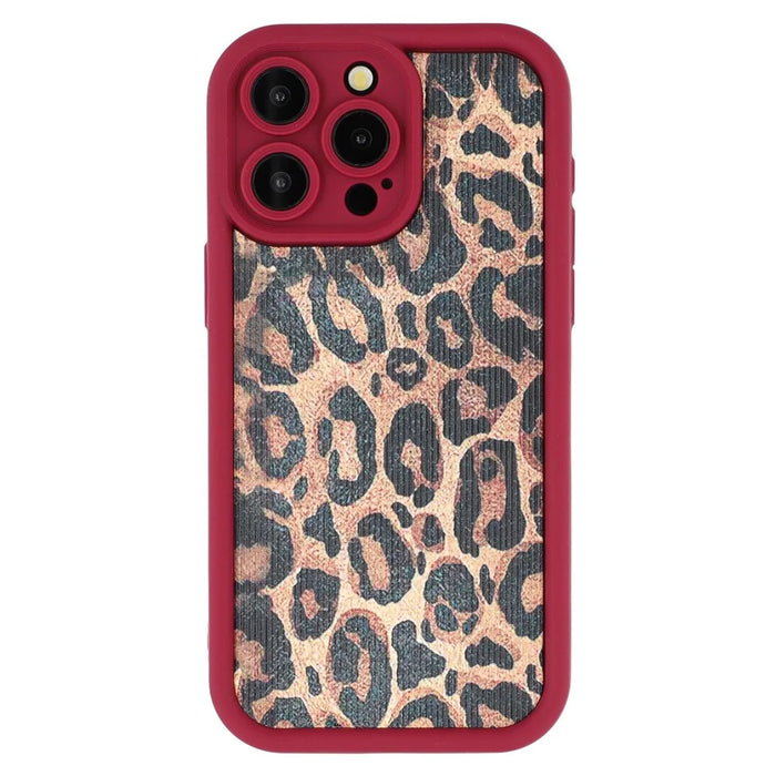 For iPhone 15 Pro Max Case Leopard Print TPU Precise Cutout Phone Cover - Red - 3