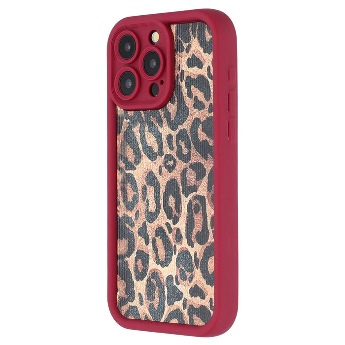 For iPhone 15 Pro Max Case Leopard Print TPU Precise Cutout Phone Cover - Red - 4