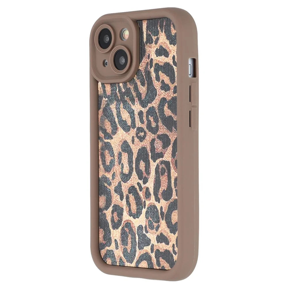 For iPhone 14 Case Leopard Print TPU Precise Cutout Phone Cover - Brown - 4