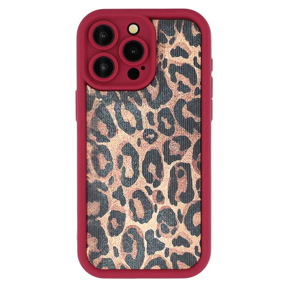 For iPhone 14 Pro Max Case Leopard Print TPU Precise Cutout Phone Cover - Red - 3