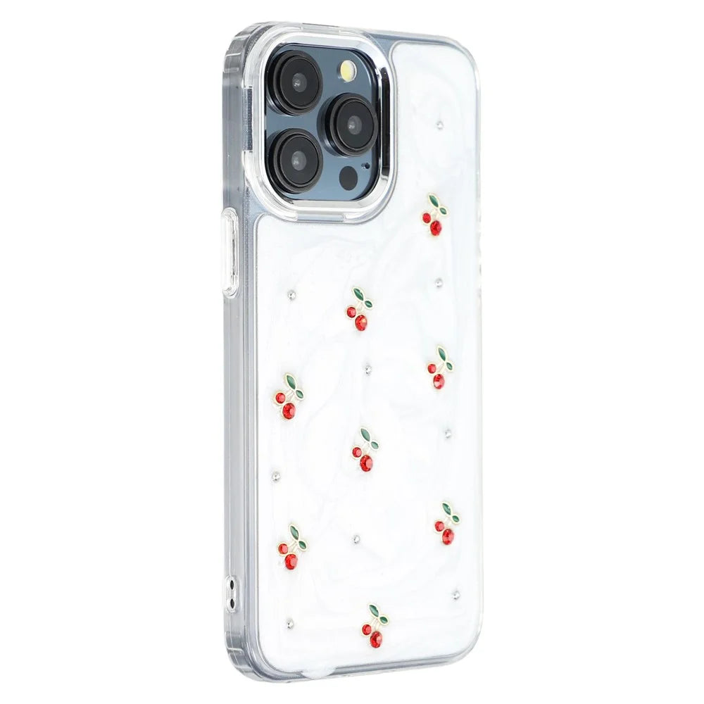 For iPhone 15 Pro Case 3D Epoxy Cherry Design Soft TPU Back Cover - 1
