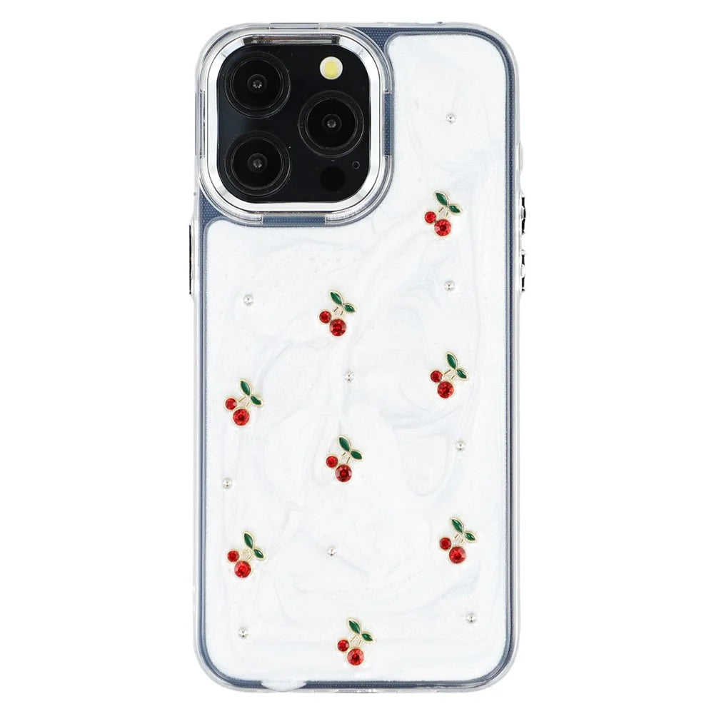 For iPhone 15 Pro Case 3D Epoxy Cherry Design Soft TPU Back Cover - 3