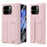 For Google Pixel 10 Pro Fold Case Kickstand Wristband PC Phone Cover with Tempered Glass Film - Pink - 1
