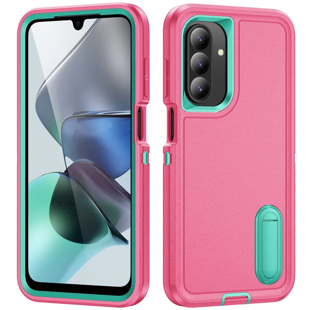 For Samsung Galaxy A26 5G Case Kickstand Phone Cover PC + Silicone + EVA 3-in-1 Design - Rose + Light Cyan - 2