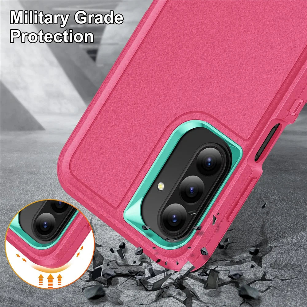 For Samsung Galaxy A26 5G Case Kickstand Phone Cover PC + Silicone + EVA 3-in-1 Design - Rose + Light Cyan - 7
