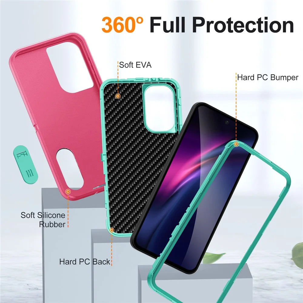 For Samsung Galaxy A56 5G Case Kickstand Phone Cover PC + Silicone + EVA 3-in-1 Design - Rose + Light Cyan - 4