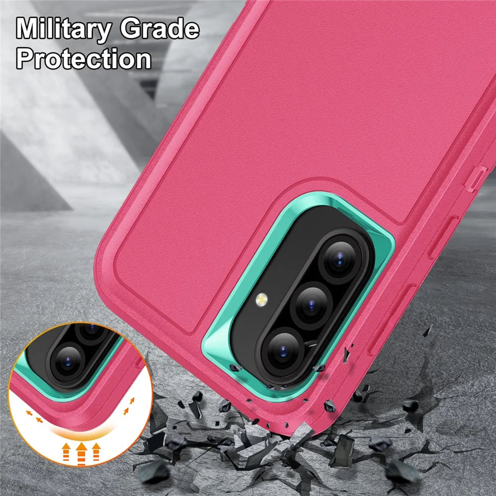 For Samsung Galaxy A56 5G Case Kickstand Phone Cover PC + Silicone + EVA 3-in-1 Design - Rose + Light Cyan - 7