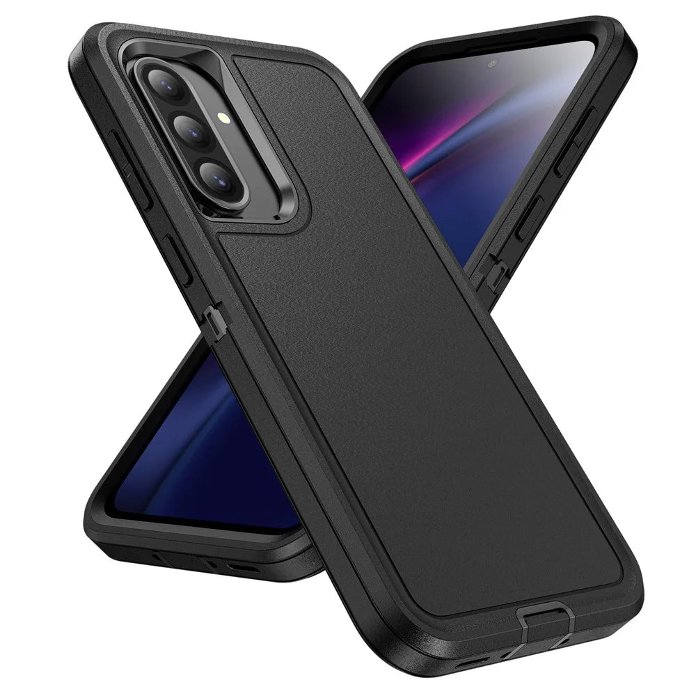 For Samsung Galaxy A56 5G Case PC + Silicone + EVA 3 in 1 Shockproof Phone Cover - Black + Black - 1