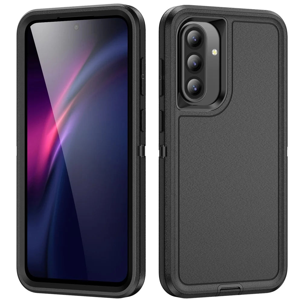 For Samsung Galaxy A56 5G Case PC + Silicone + EVA 3 in 1 Shockproof Phone Cover - Black + Black - 2