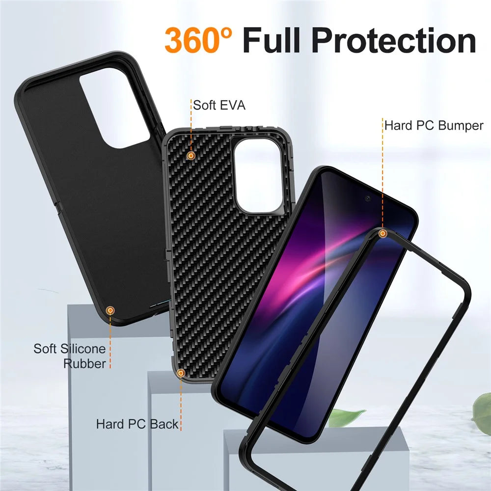 For Samsung Galaxy A56 5G Case PC + Silicone + EVA 3 in 1 Shockproof Phone Cover - Black + Black - 4
