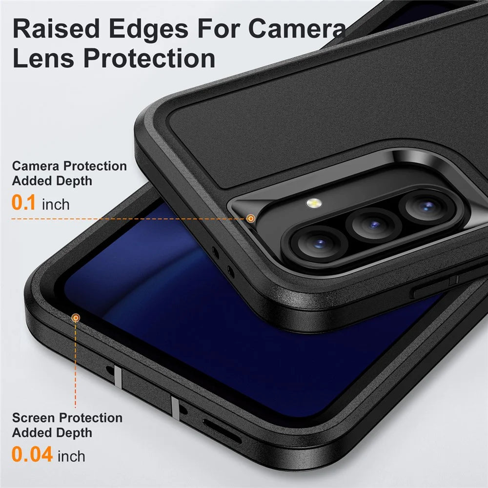 For Samsung Galaxy A56 5G Case PC + Silicone + EVA 3 in 1 Shockproof Phone Cover - Black + Black - 5