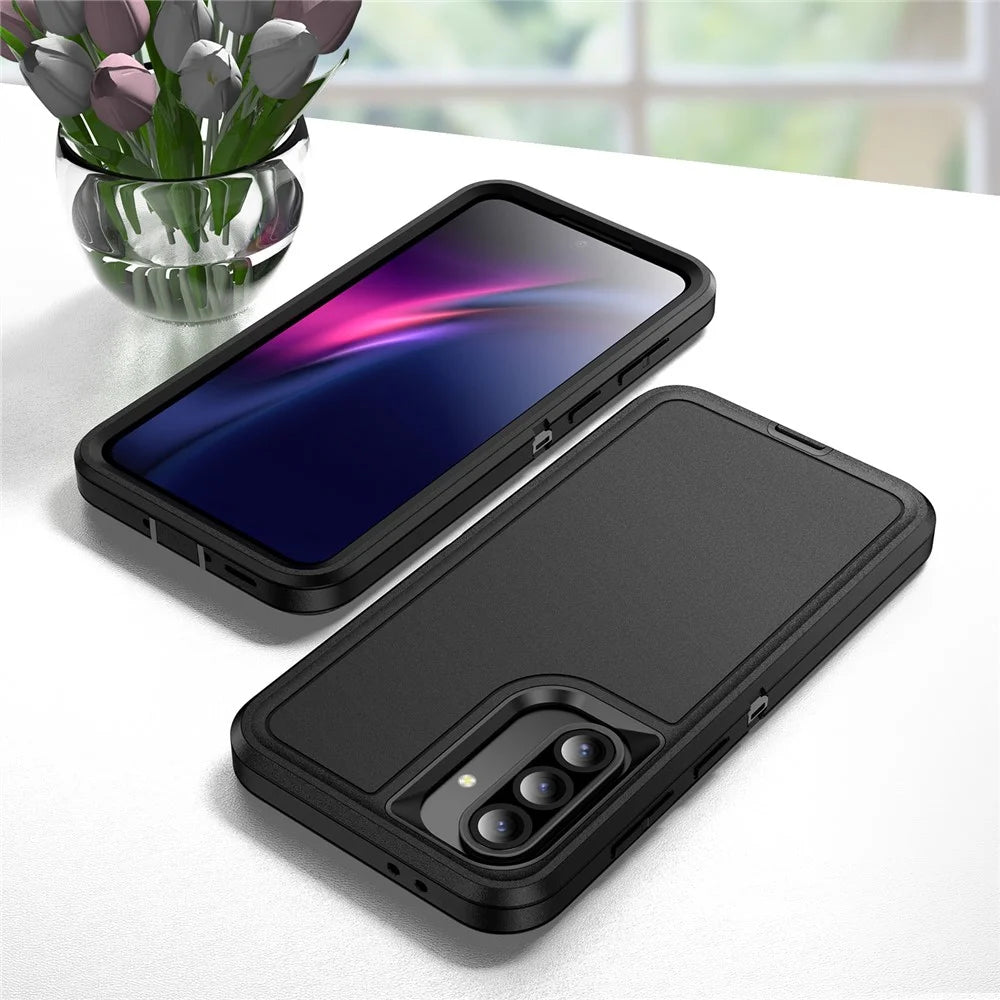 For Samsung Galaxy A56 5G Case PC + Silicone + EVA 3 in 1 Shockproof Phone Cover - Black + Black - 7