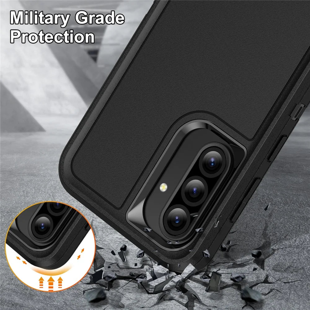 For Samsung Galaxy A36 5G Case PC + Silicone + EVA 3 in 1 Shockproof Phone Cover - Black + Black - 6