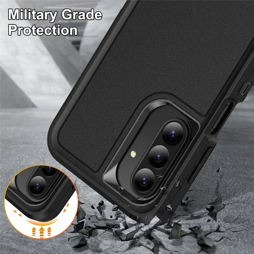 For Samsung Galaxy A26 5G Case PC + Silicone + EVA 3 in 1 Shockproof Phone Cover - Black + Black - 6