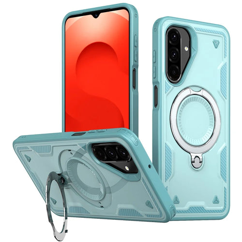 For Samsung Galaxy A26 5G Magnetic Case Military Protection PC + TPU Kickstand Phone Cover - Baby Blue - 1