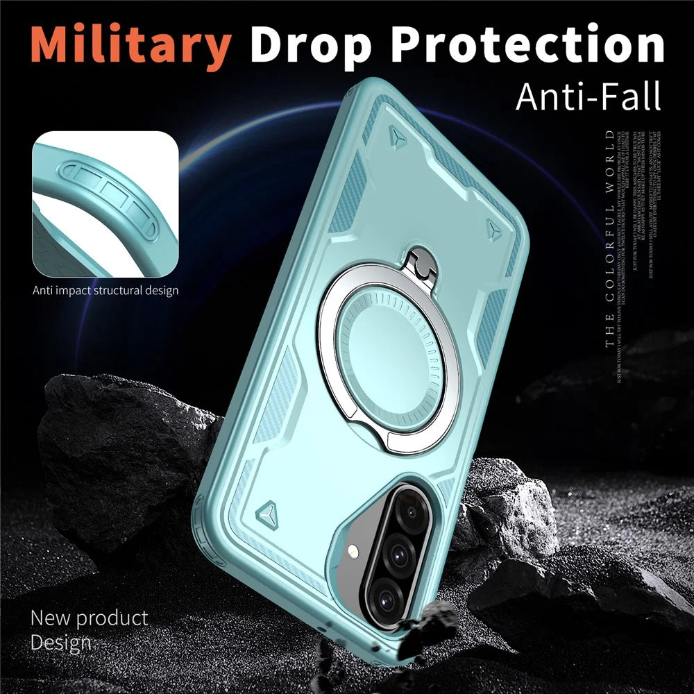 For Samsung Galaxy A26 5G Magnetic Case Military Protection PC + TPU Kickstand Phone Cover - Baby Blue - 3